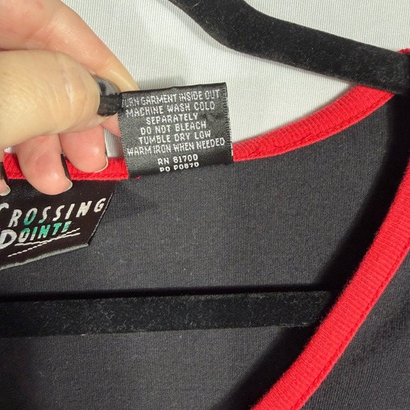 Vtg 90s Y2K Floral Embroidered Colorblock Top Med Cotton Black Lime Green NWOT - Picture 4 of 6